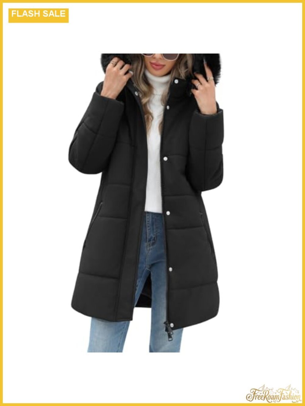 Women's Thicken Puffer Coat Fleece Quilted Parka with Removable Hood